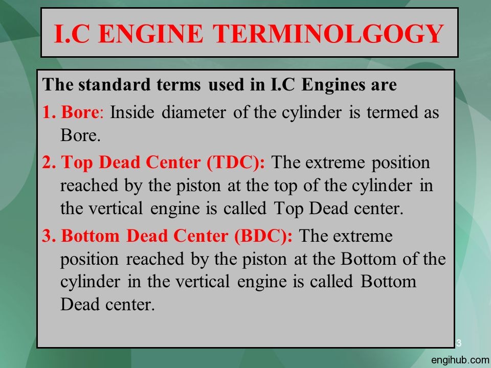 Important terms connected with Internal Combustion Engine